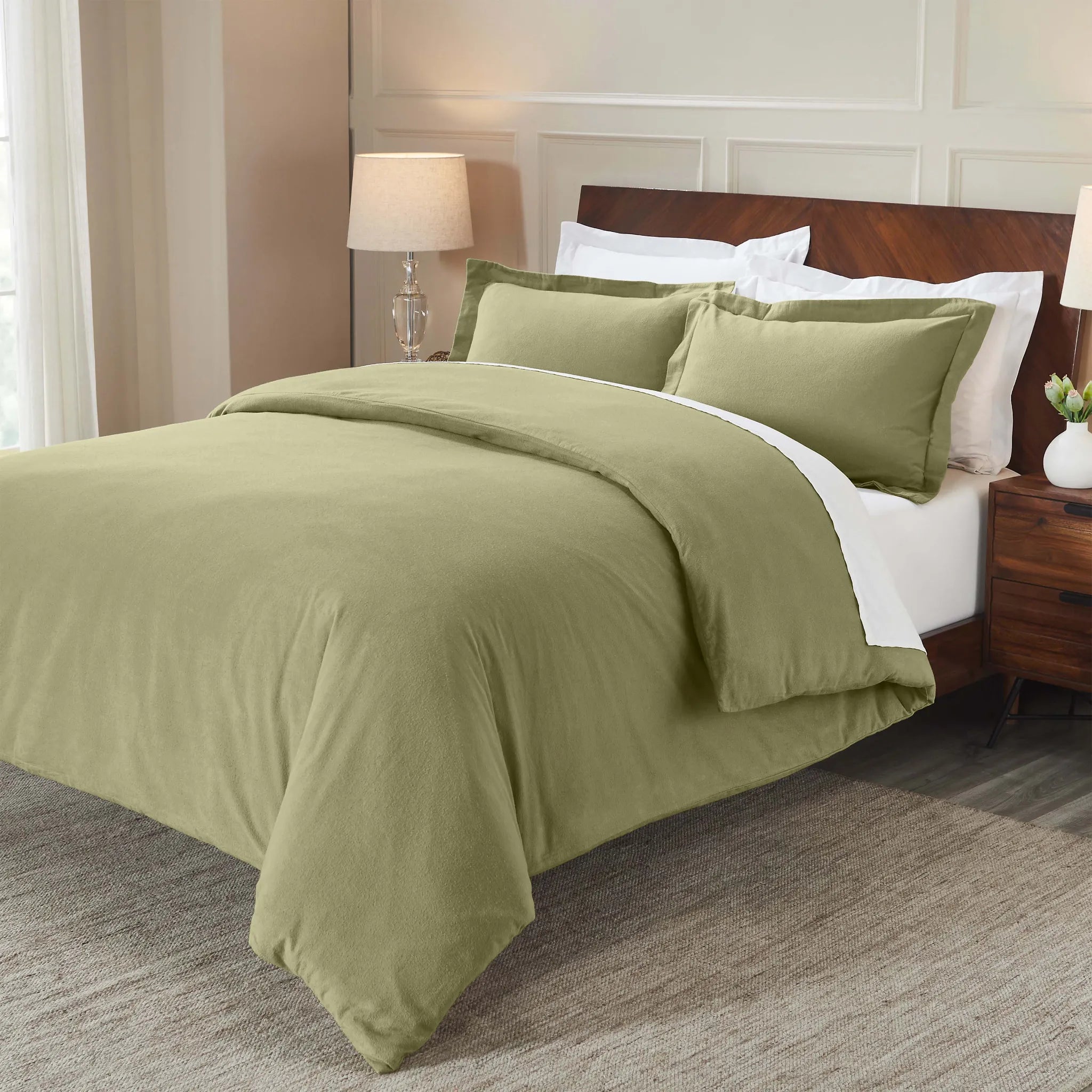 Solid Cotton Flannel Duvet Cover Set