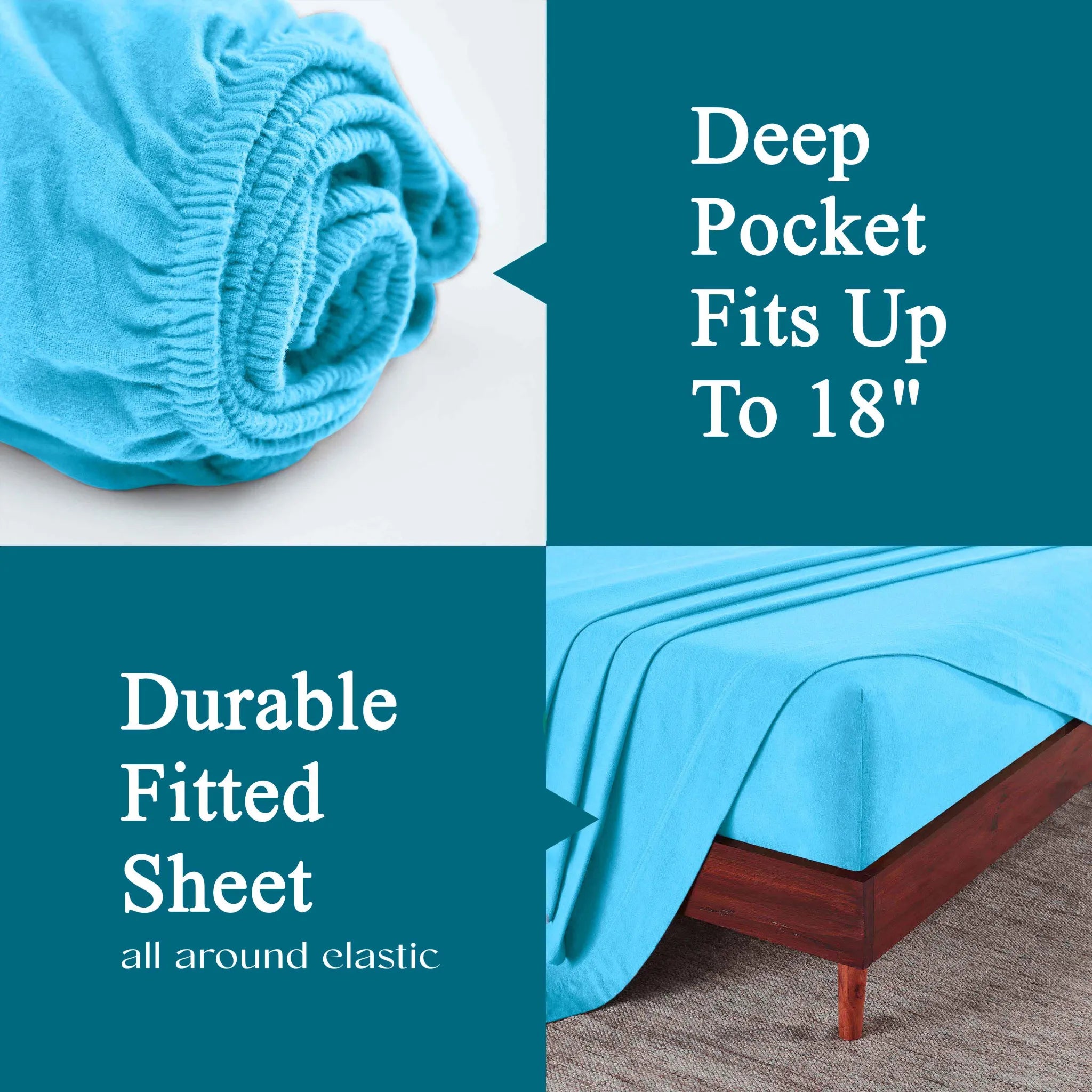 Flannel Cotton Modern Solid Deep Pocket Bed Sheet Set