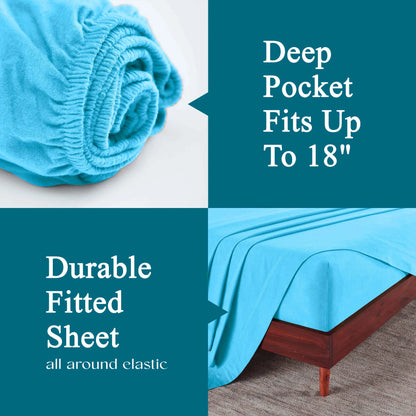 Flannel Cotton Modern Solid Deep Pocket Bed Sheet Set