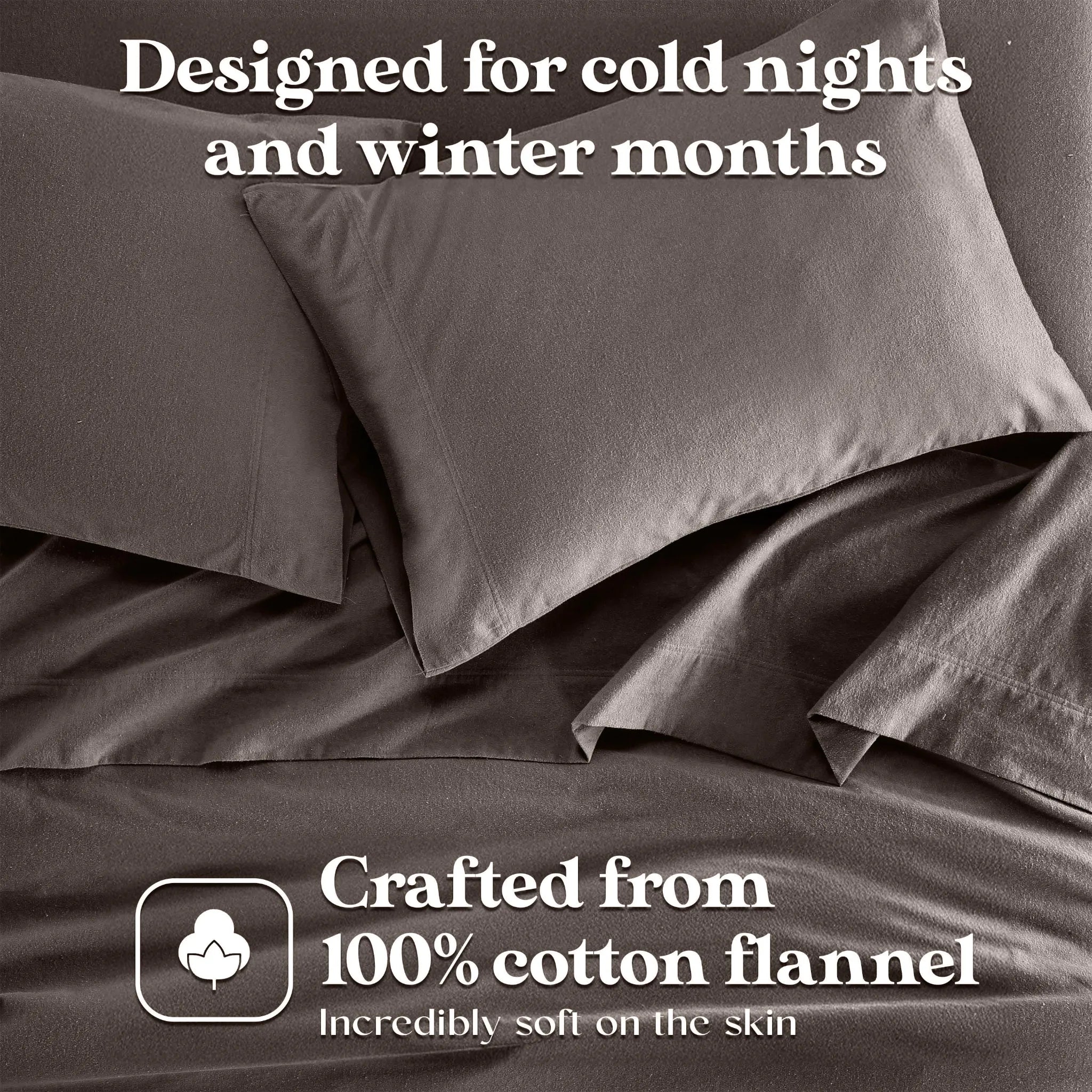 Solid Flannel Cotton Pillowcases, Set of 2