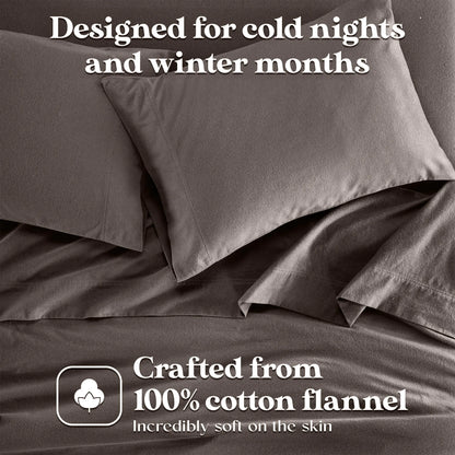 Solid Flannel Cotton Pillowcases, Set of 2