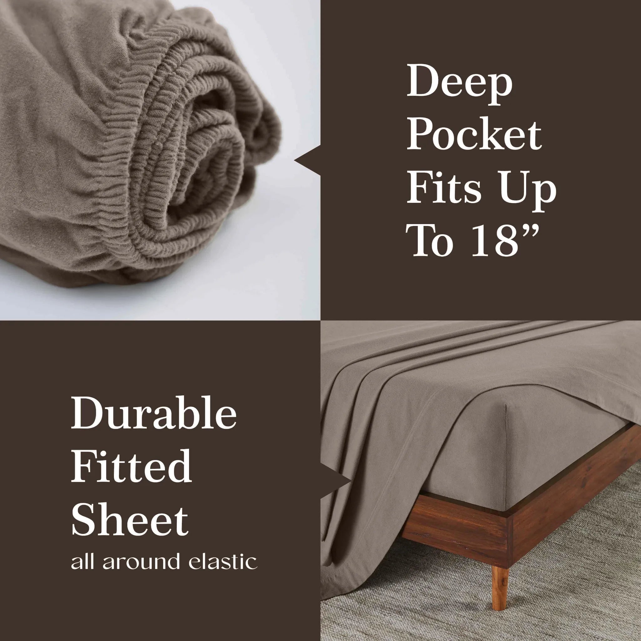 Flannel Cotton Modern Solid Deep Pocket Bed Sheet Set