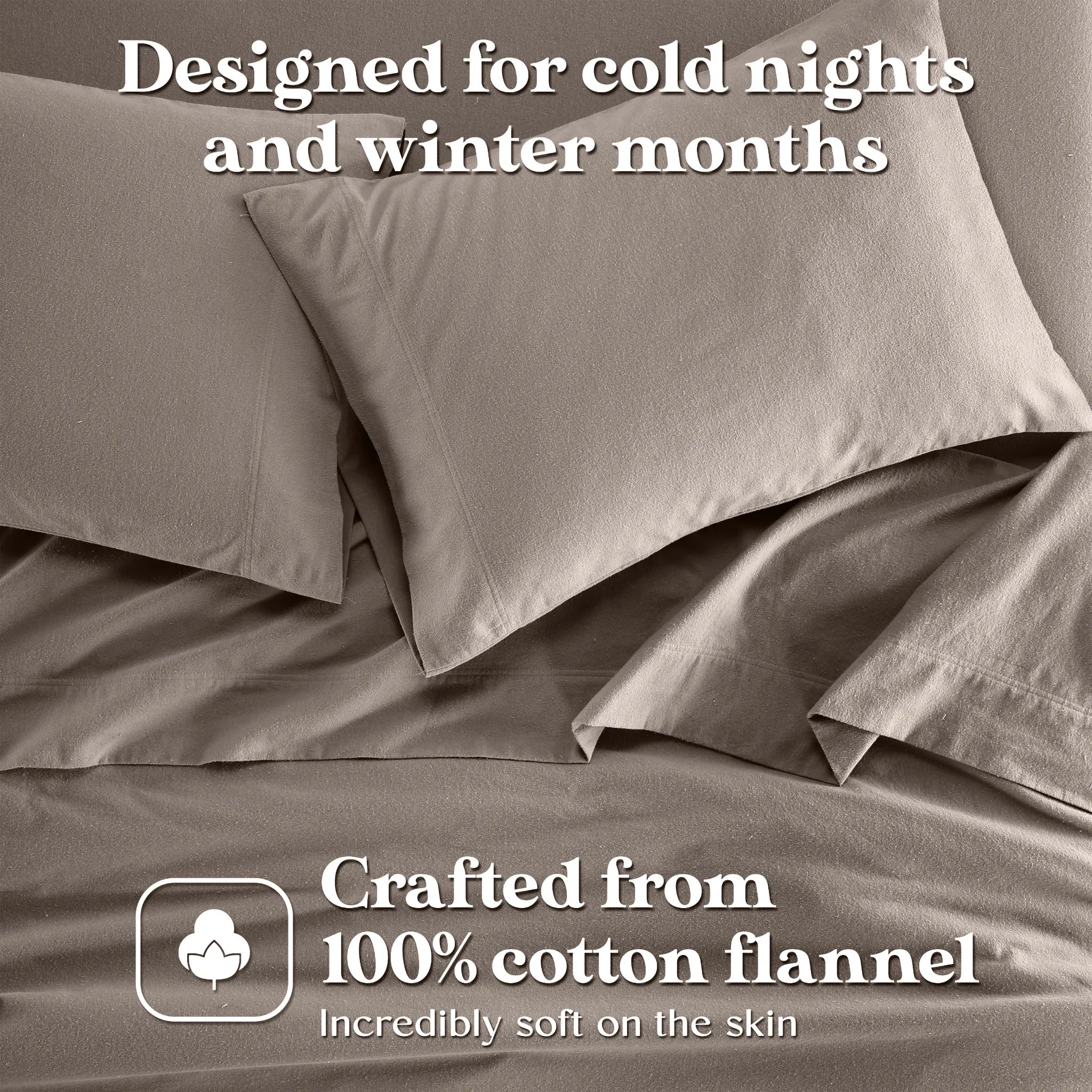 Solid Flannel Cotton Pillowcases, Set of 2