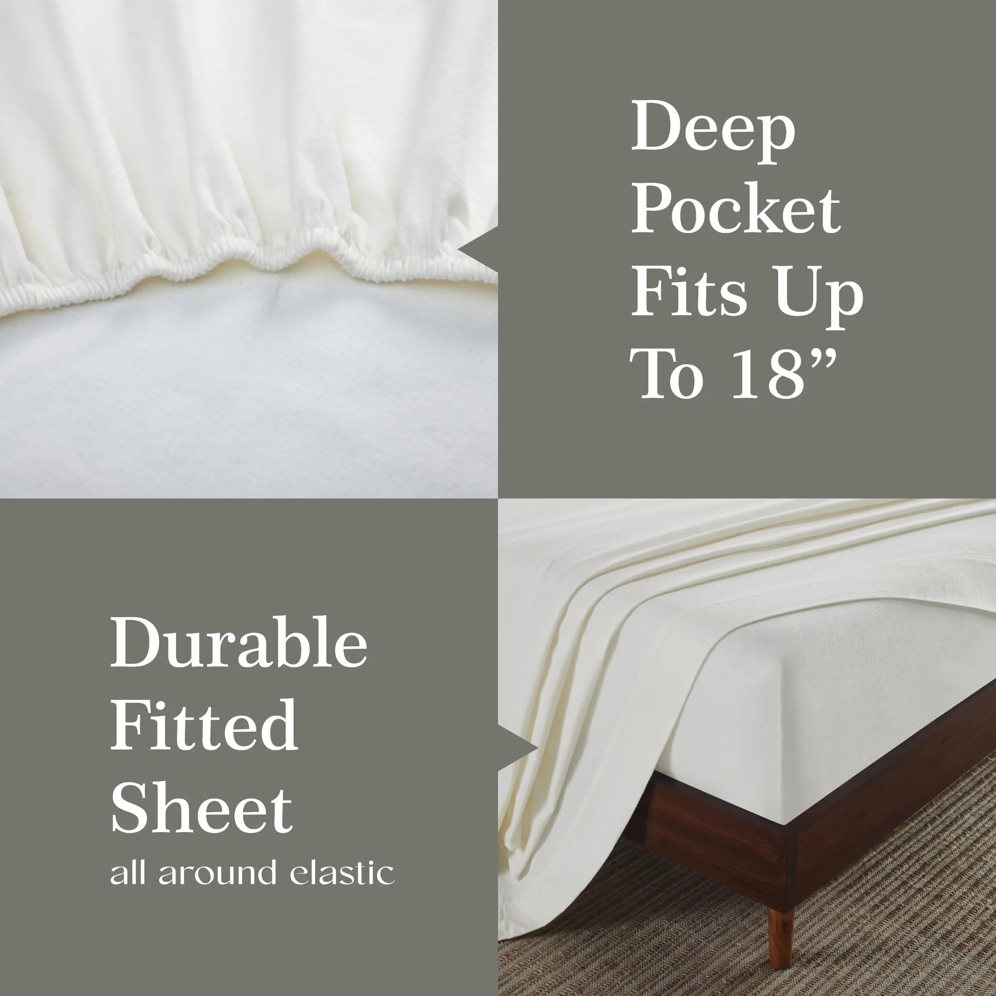 Flannel Cotton Modern Solid Deep Pocket Bed Sheet Set