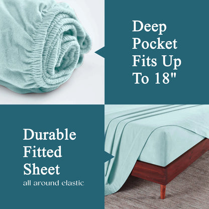 Flannel Cotton Modern Solid Deep Pocket Bed Sheet Set