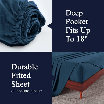 Flannel Cotton Modern Solid Deep Pocket Bed Sheet Set