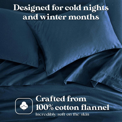 Solid Flannel Cotton Pillowcases, Set of 2