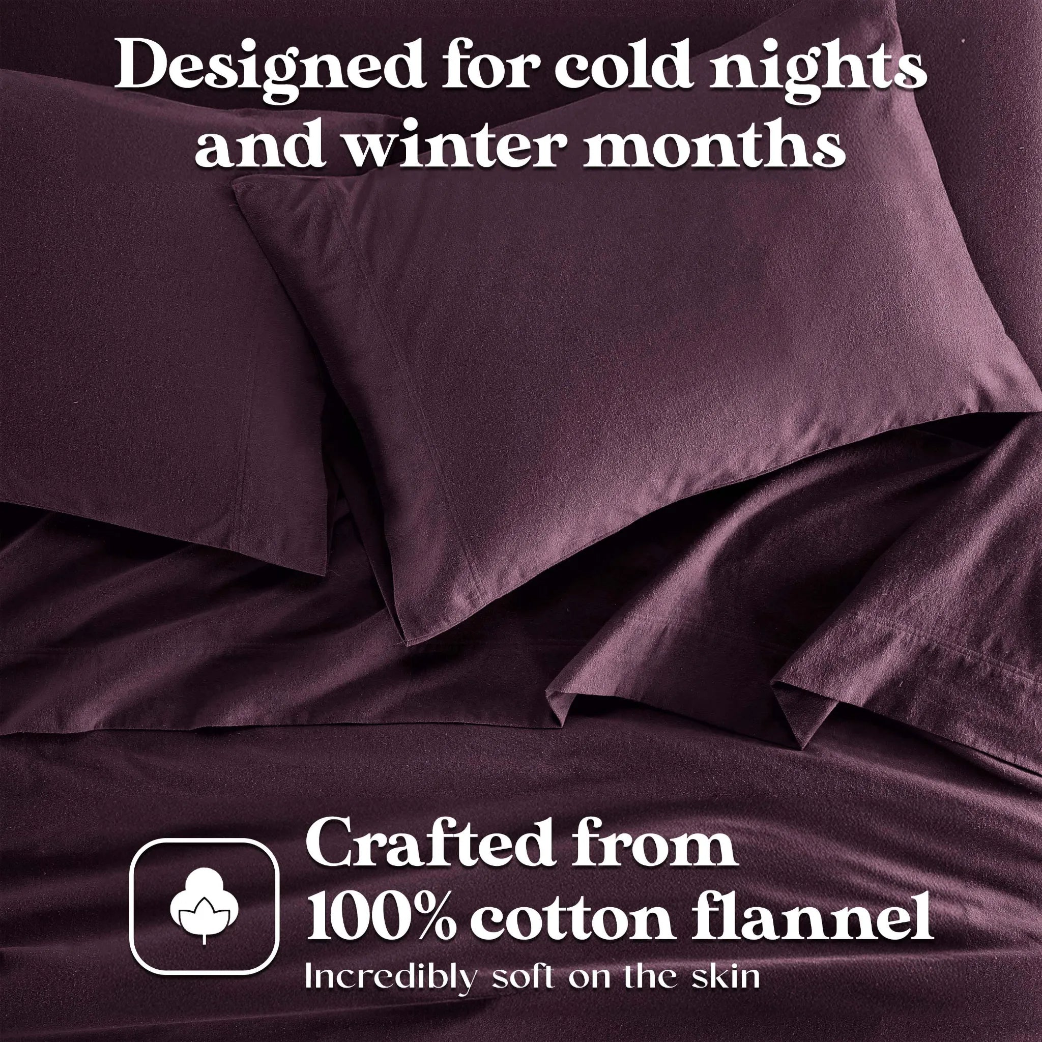 Solid Flannel Cotton Pillowcases, Set of 2