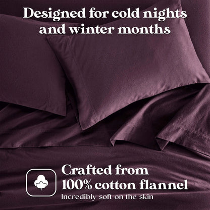 Solid Flannel Cotton Pillowcases, Set of 2