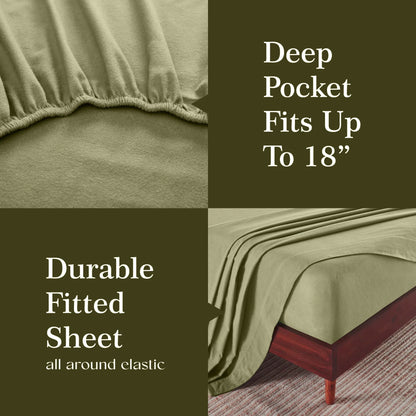 Flannel Cotton Modern Solid Deep Pocket Bed Sheet Set