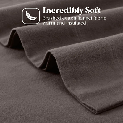 Solid Flannel Cotton Pillowcases, Set of 2