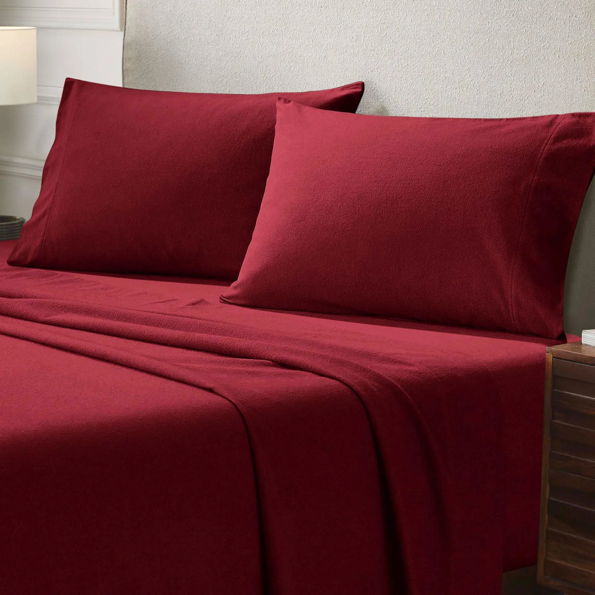 Solid Flannel Cotton Pillowcases, Set of 2