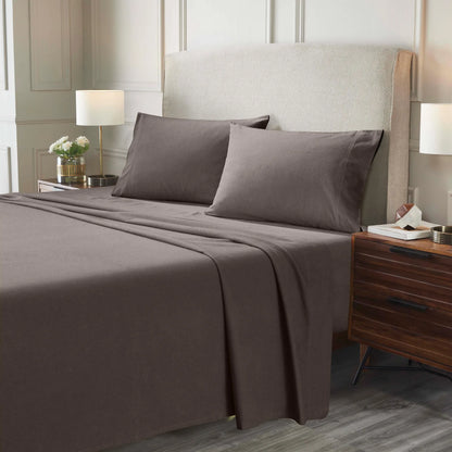 Flannel Cotton Modern Solid Deep Pocket Bed Sheet Set
