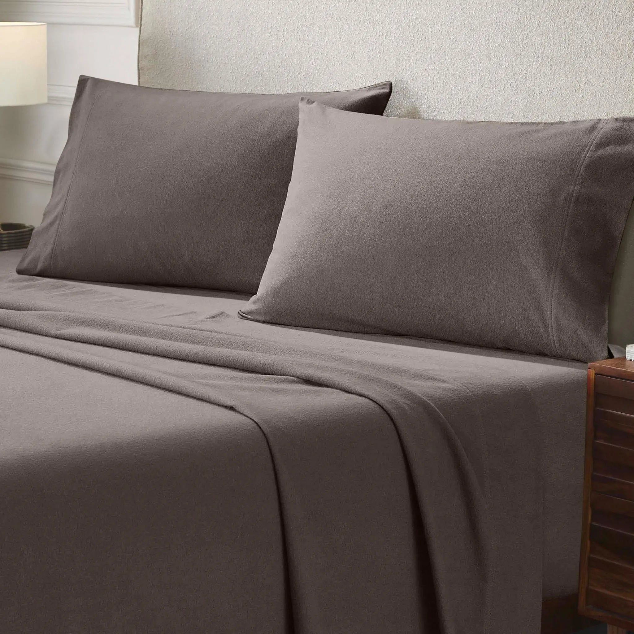 Solid Flannel Cotton Pillowcases, Set of 2