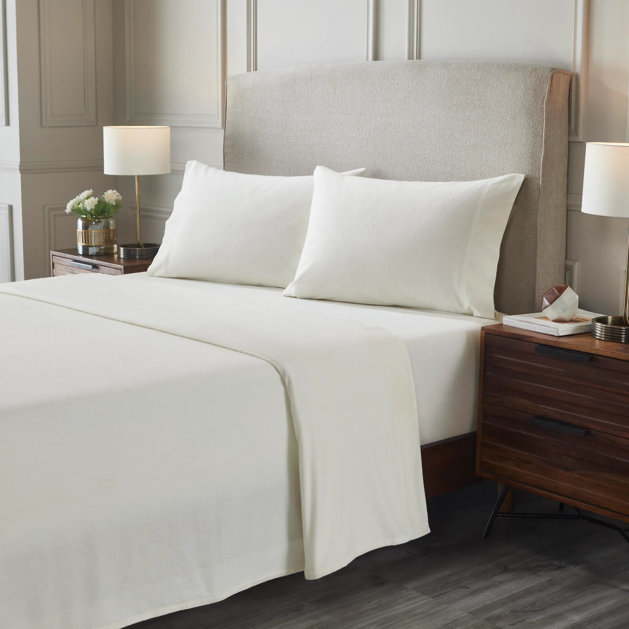 Flannel Cotton Modern Solid Deep Pocket Bed Sheet Set