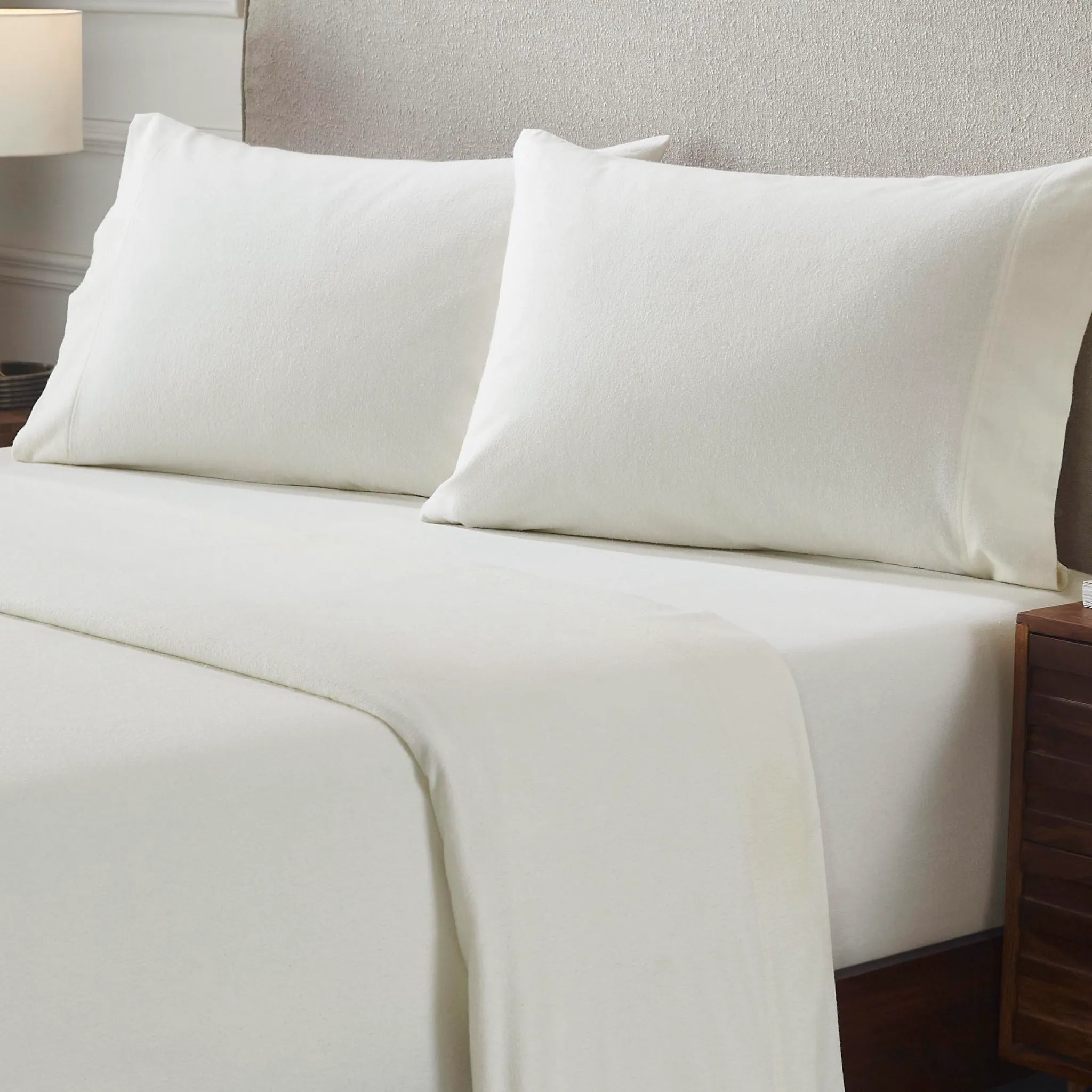Solid Flannel Cotton Pillowcases, Set of 2