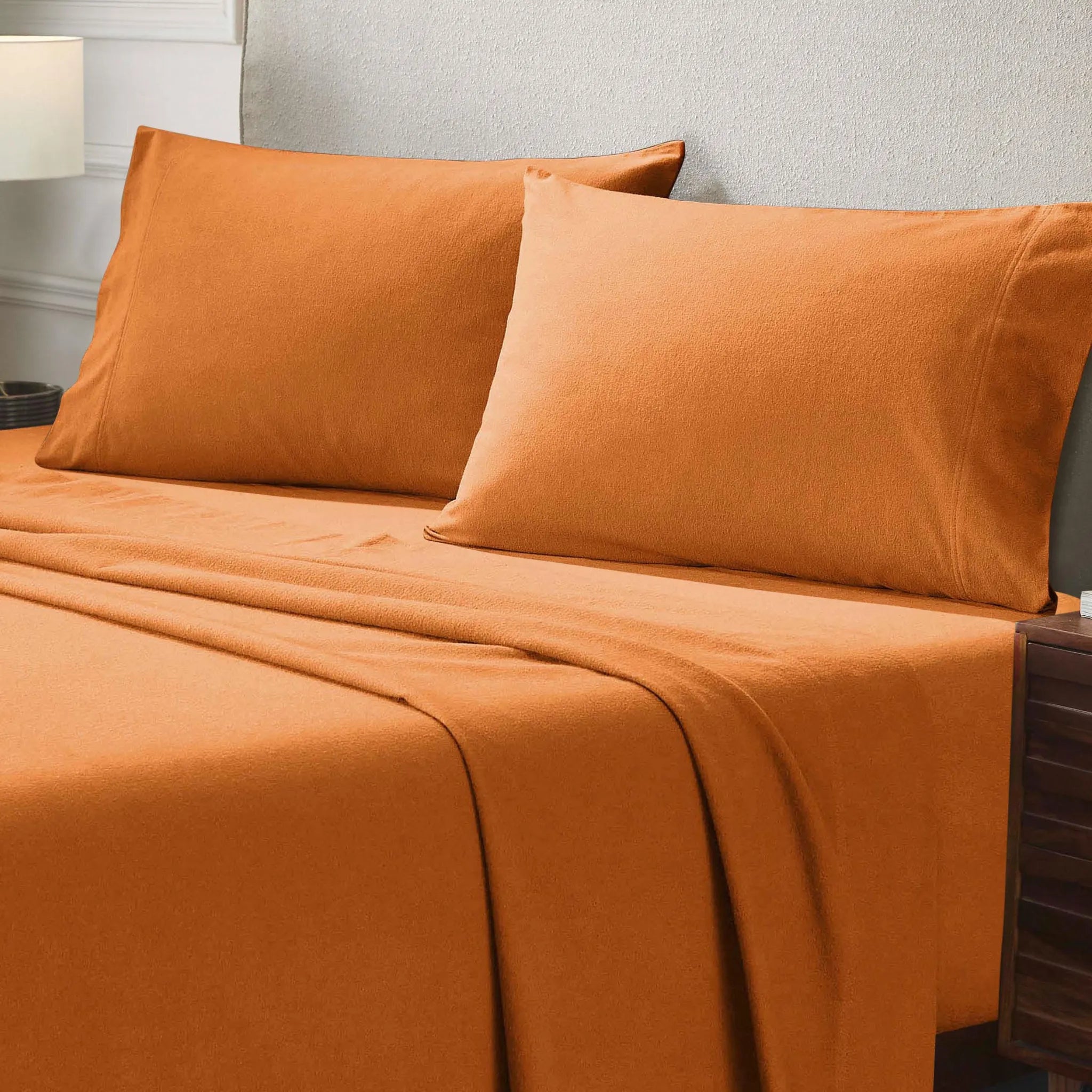 Solid Flannel Cotton Pillowcases, Set of 2