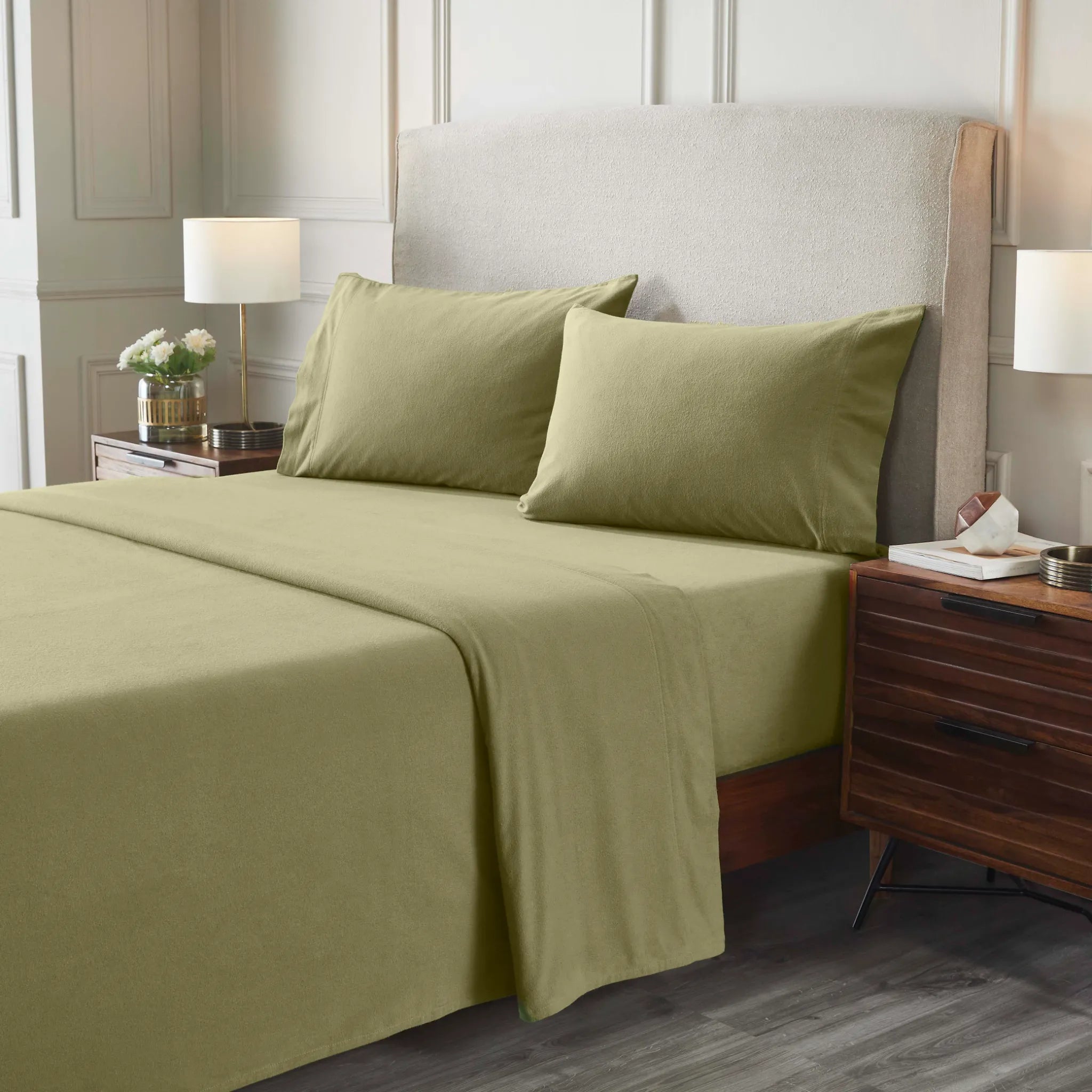 Flannel Cotton Modern Solid Deep Pocket Bed Sheet Set