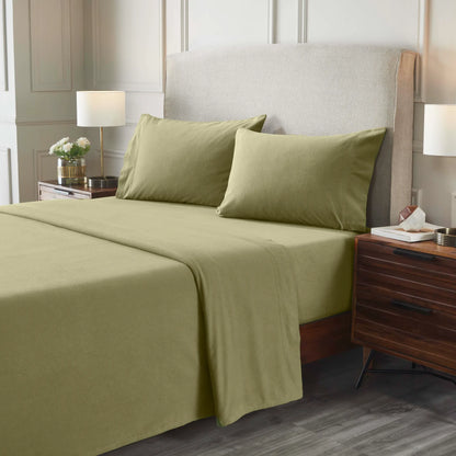 Flannel Cotton Modern Solid Deep Pocket Bed Sheet Set