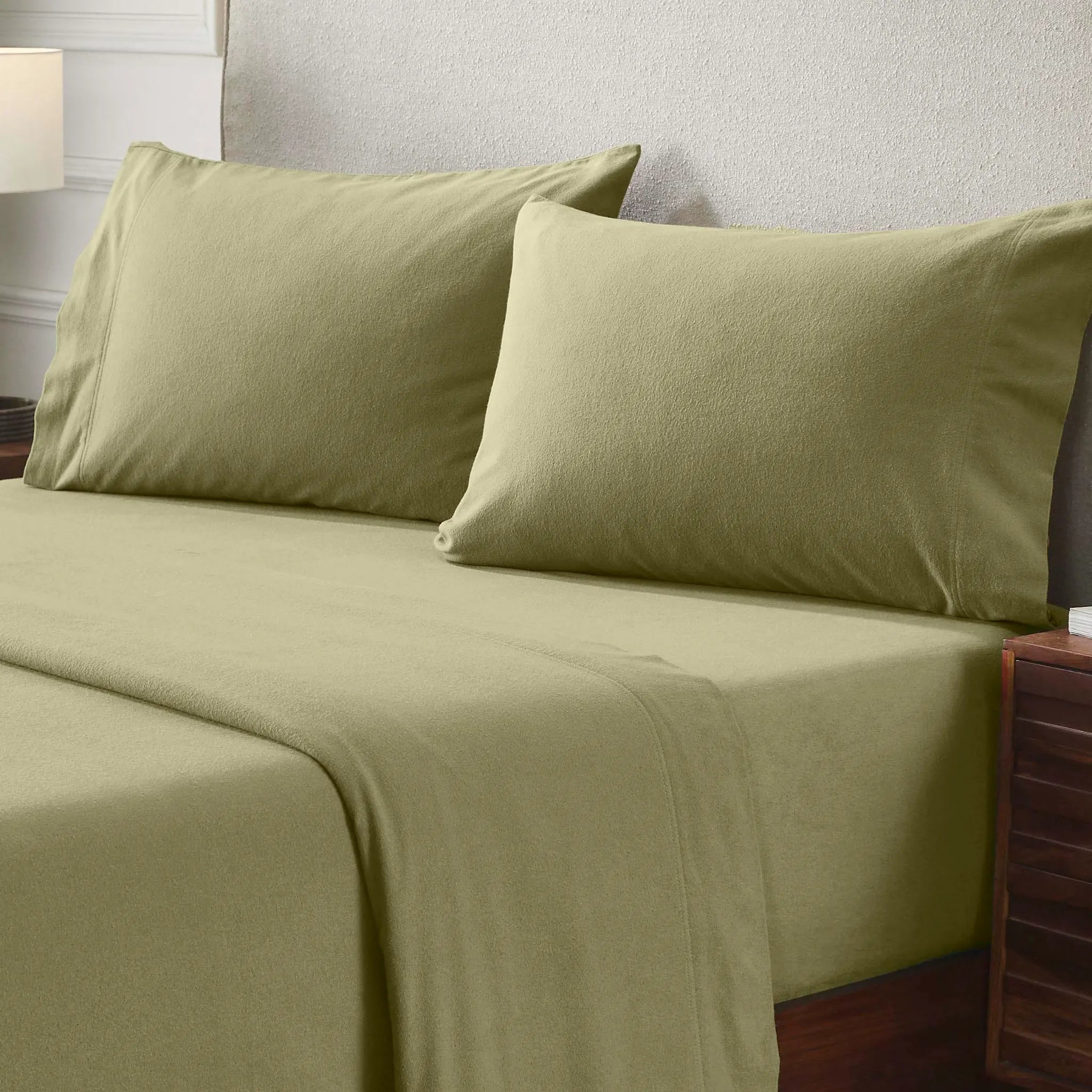 Solid Flannel Cotton Pillowcases, Set of 2