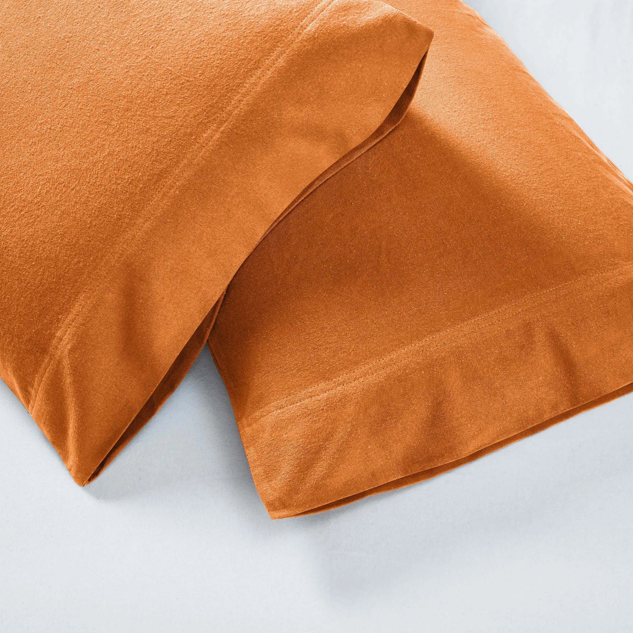 Solid Flannel Cotton Pillowcases, Set of 2