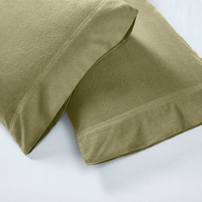 Solid Flannel Cotton Pillowcases, Set of 2