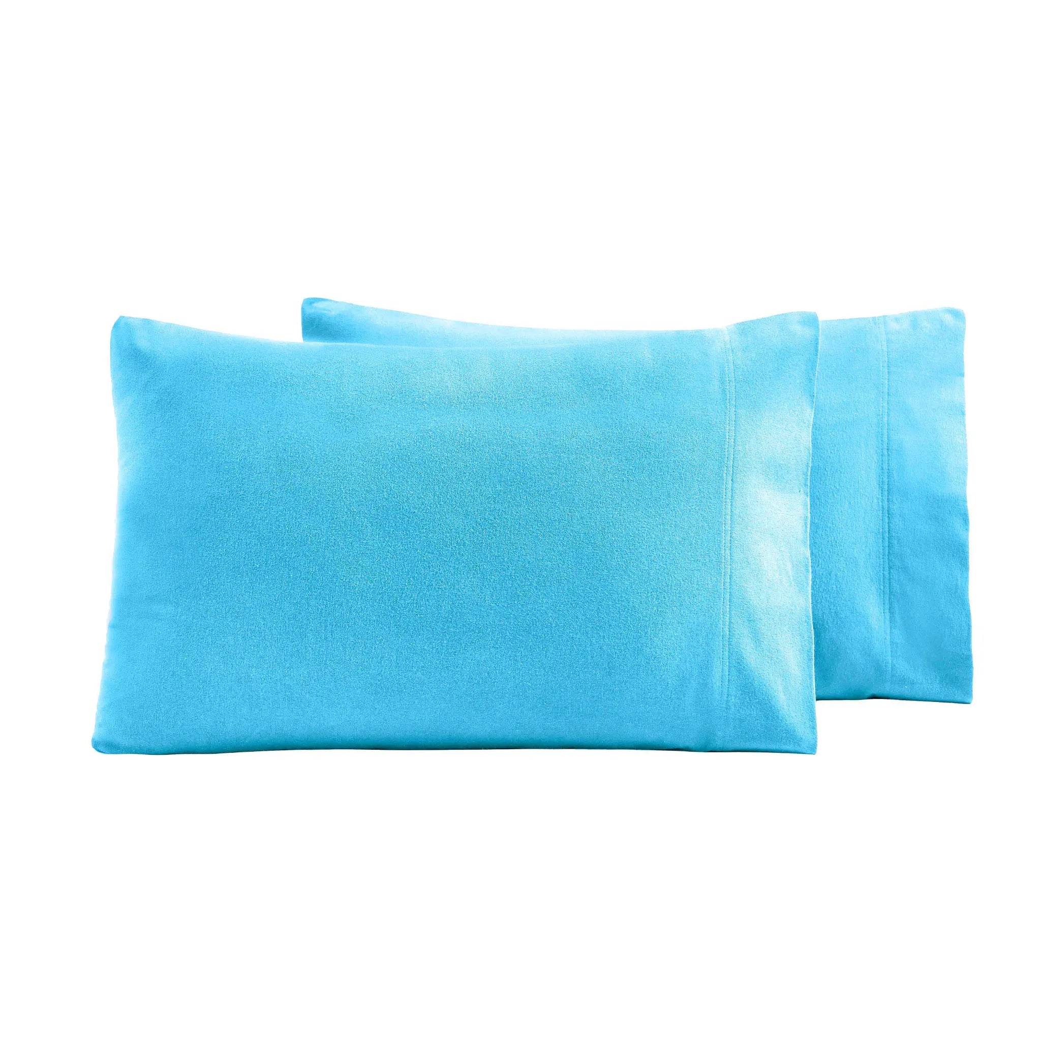 Solid Flannel Cotton Pillowcases, Set of 2