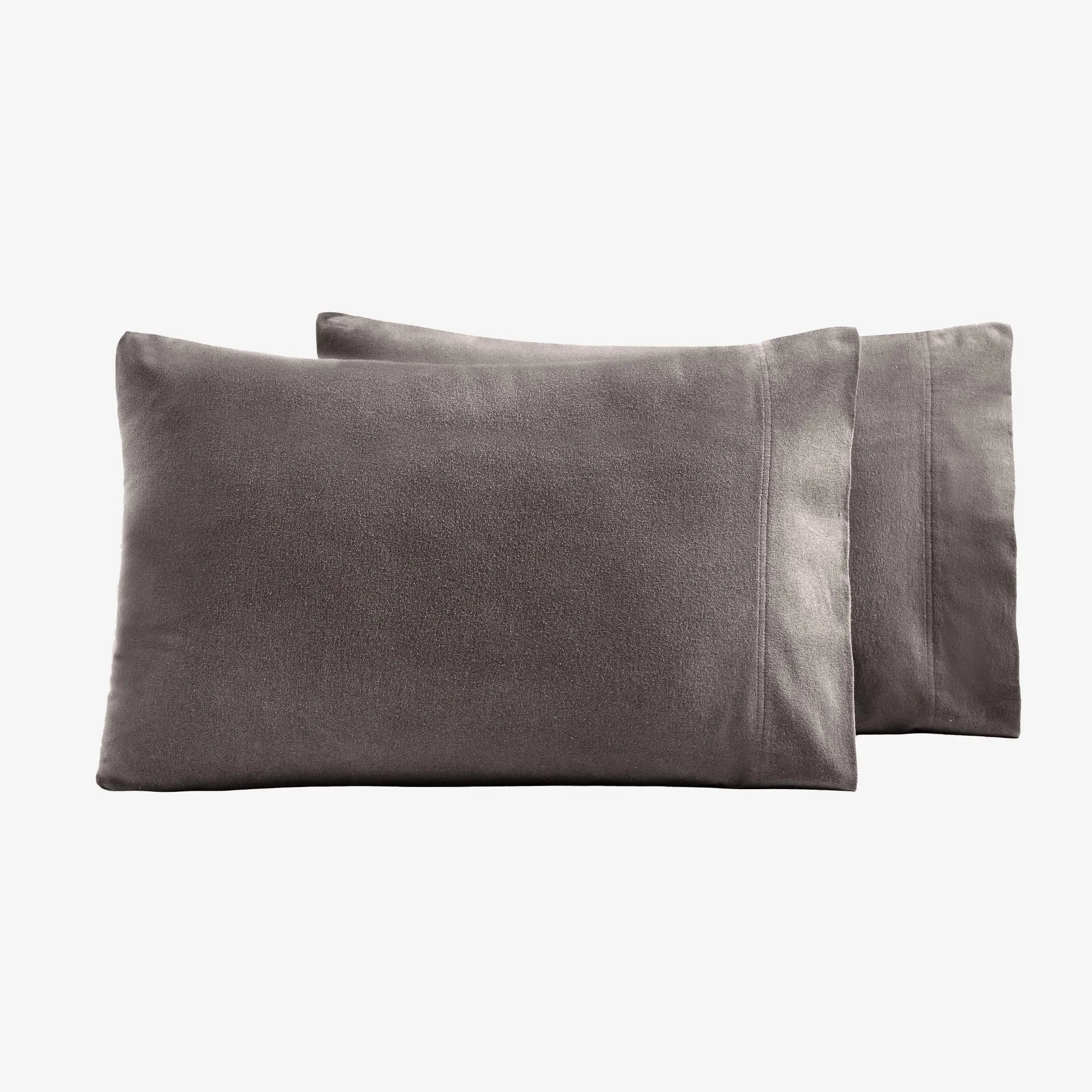 Solid Flannel Cotton Pillowcases, Set of 2