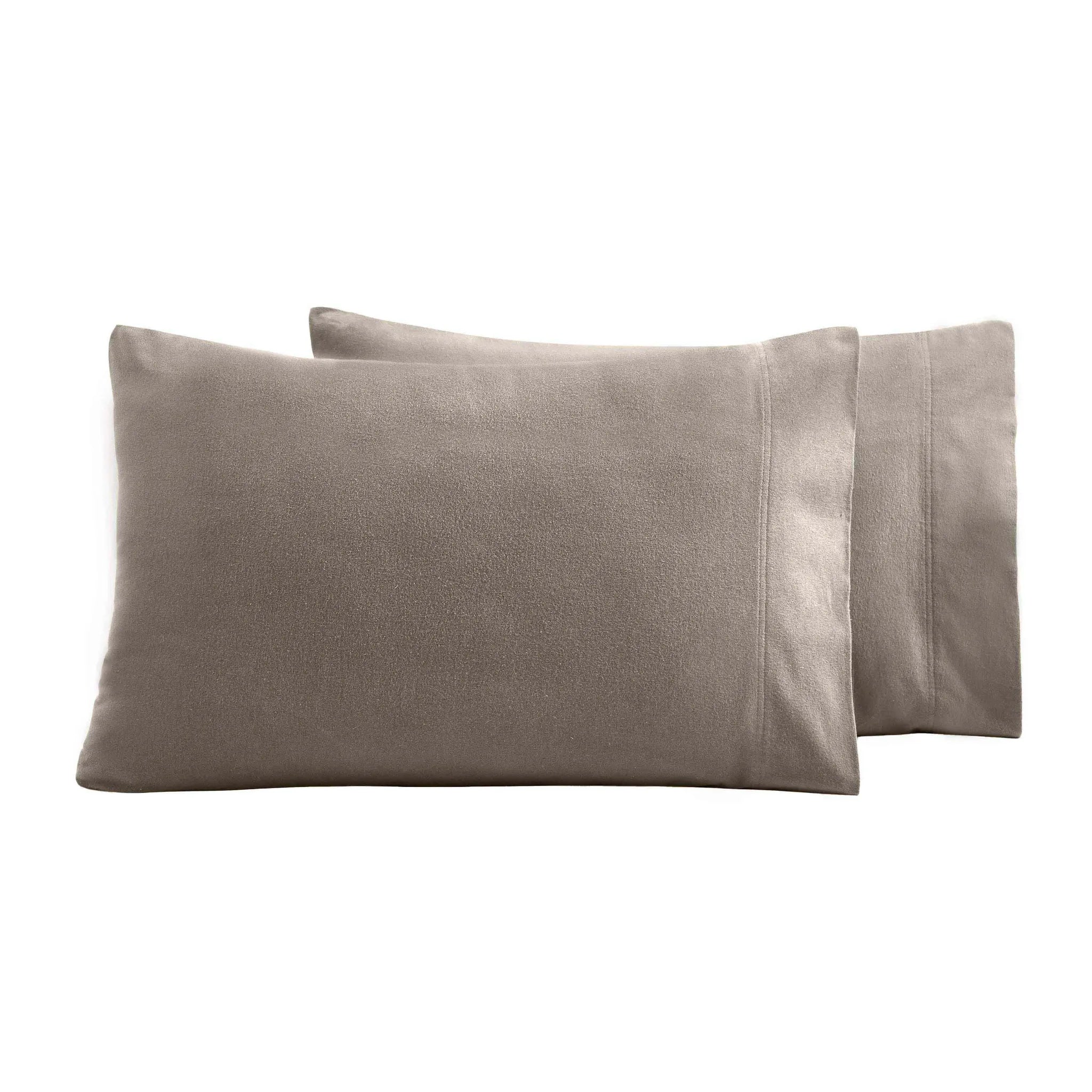 Solid Flannel Cotton Pillowcases, Set of 2