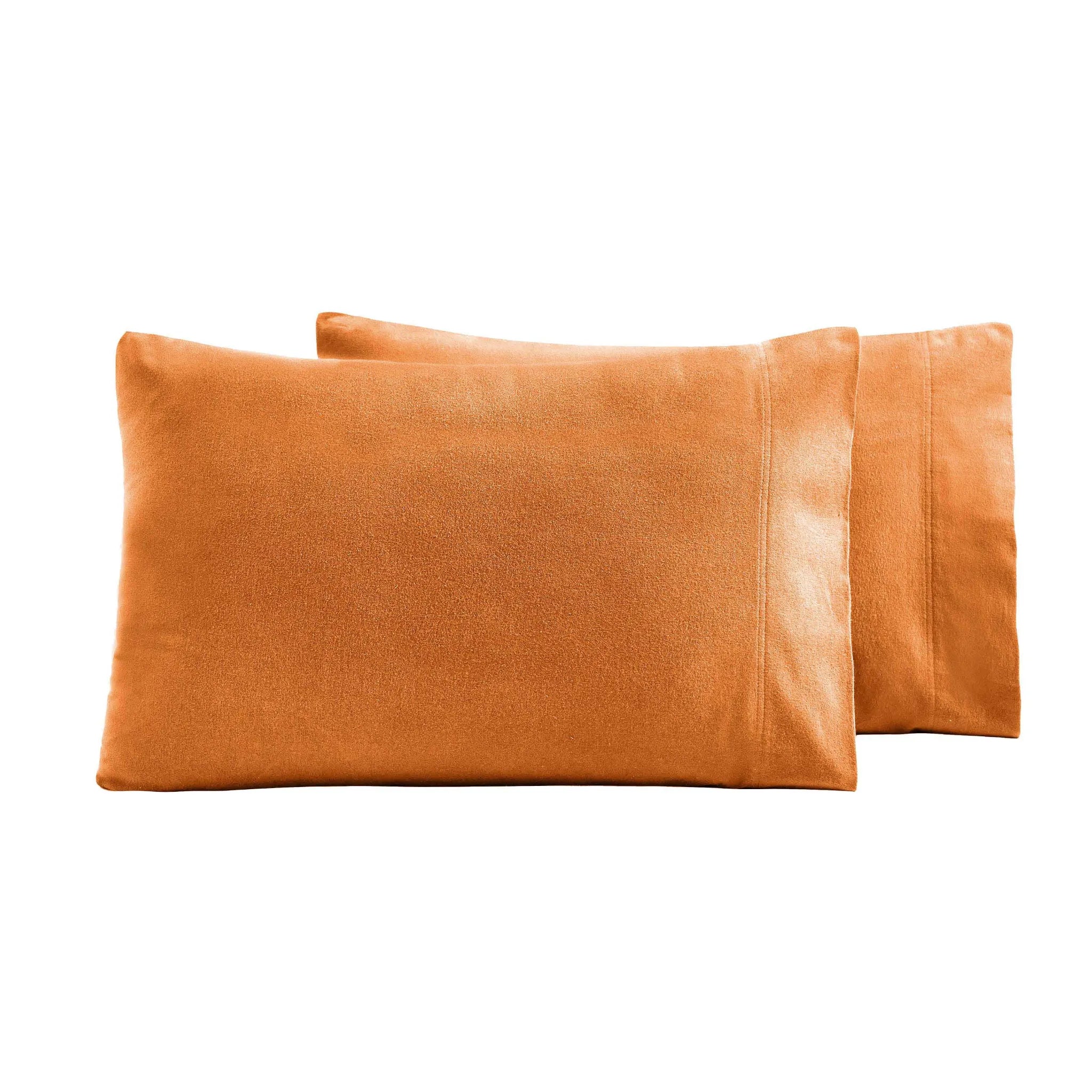 Solid Flannel Cotton Pillowcases, Set of 2