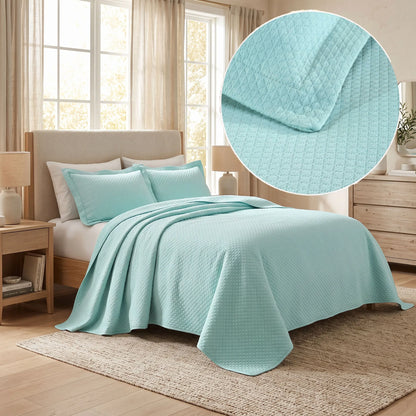 Jacquard Matelassé Cotton Diamond Solitaire Bedspread Set