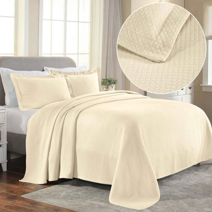 Jacquard Matelassé Cotton Diamond Solitaire Bedspread Set