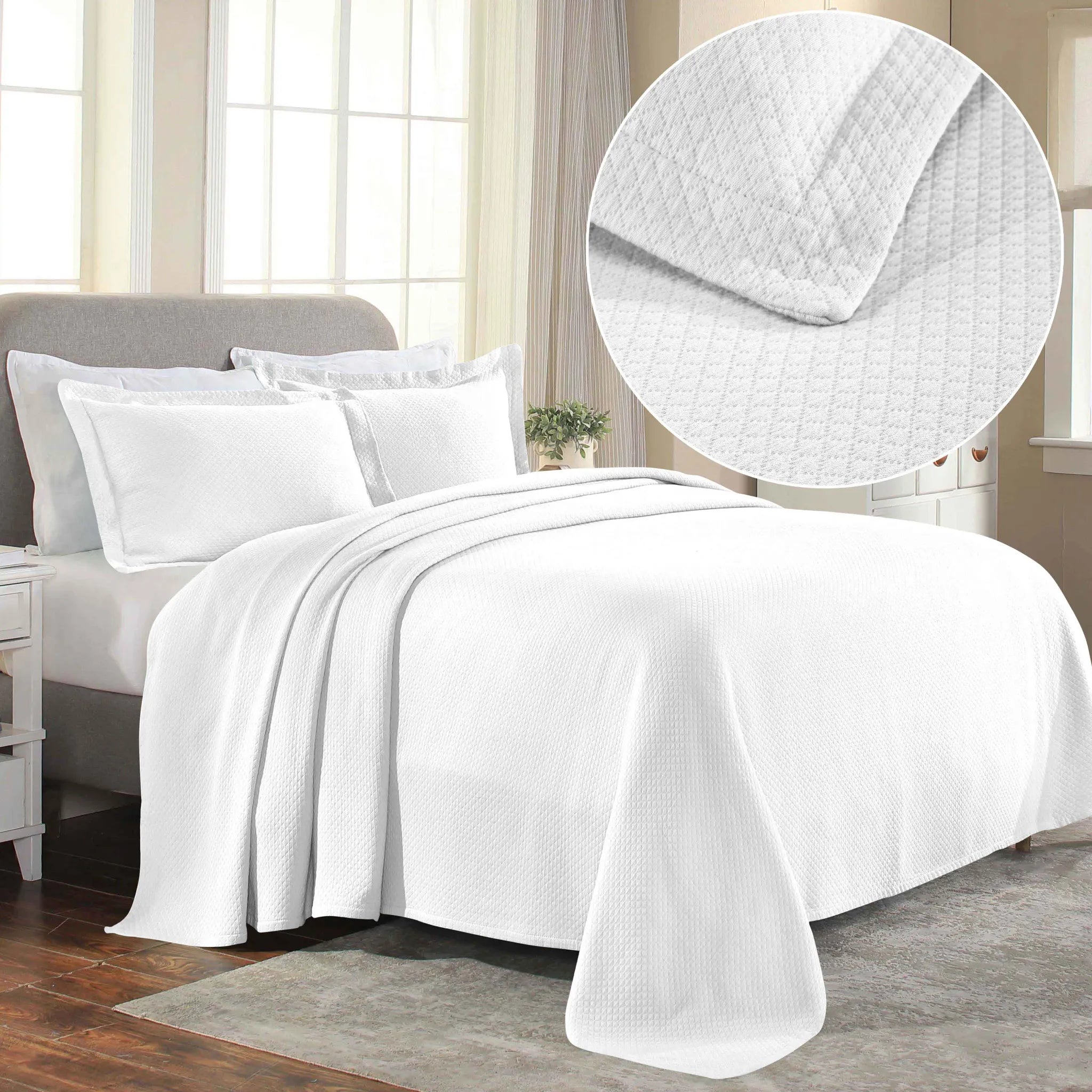 Jacquard Matelassé Cotton Diamond Solitaire Bedspread Set