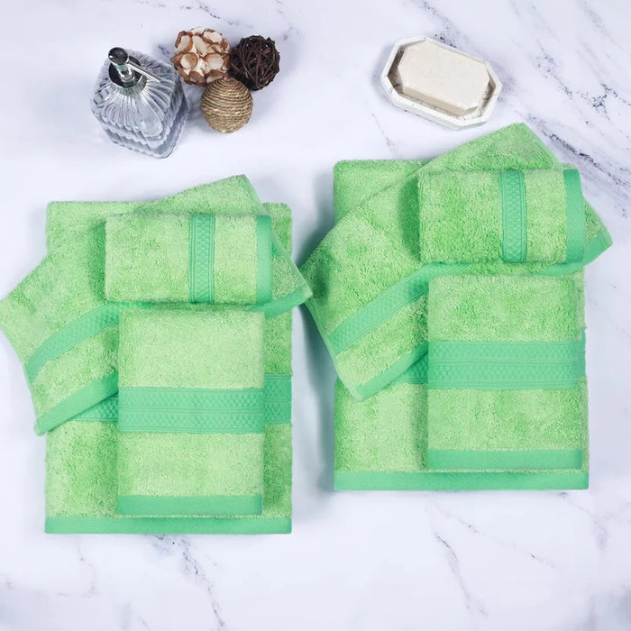 Ultra-Soft Rayon from Bamboo Cotton Blend 4 Piece Bath Towel Set - SpringGreen