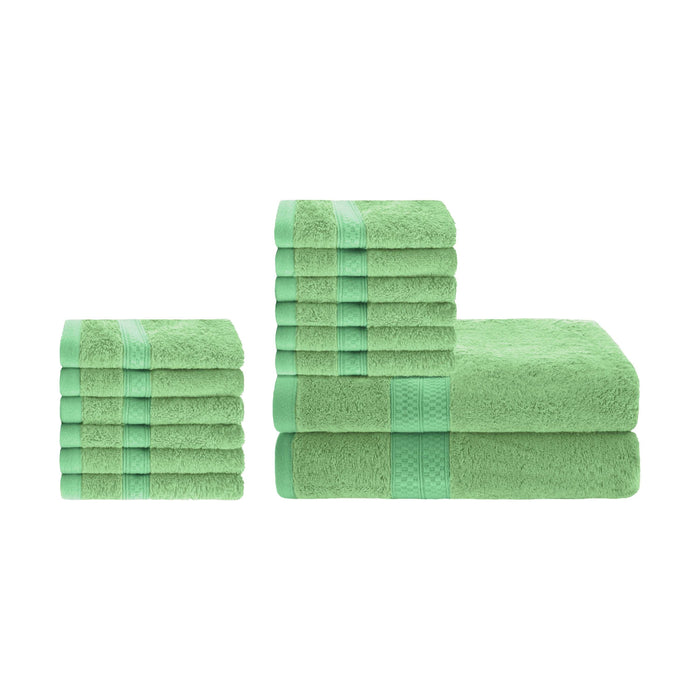 Ultra-Soft Rayon from Bamboo Cotton Blend Bath and Face Towel Set - SpringGreen