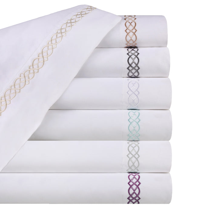 Egyptian Cotton 1000 Thread Count Embroidered Bed Sheet Set