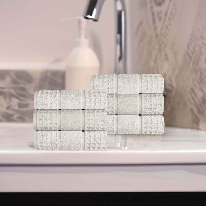 Zero Twist Cotton Waffle Honeycomb Soft Absorbent Hand Towel Set of 6