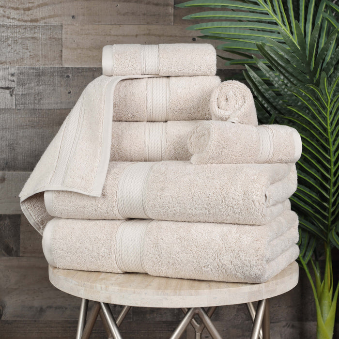 Egyptian Cotton Pile Plush Heavyweight Absorbent 8 Piece Towel Set