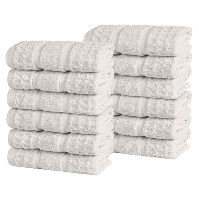 Zero Twist Cotton Waffle Honeycomb Soft Absorbent Face Towel Set of 12 - Blue Nile Mills