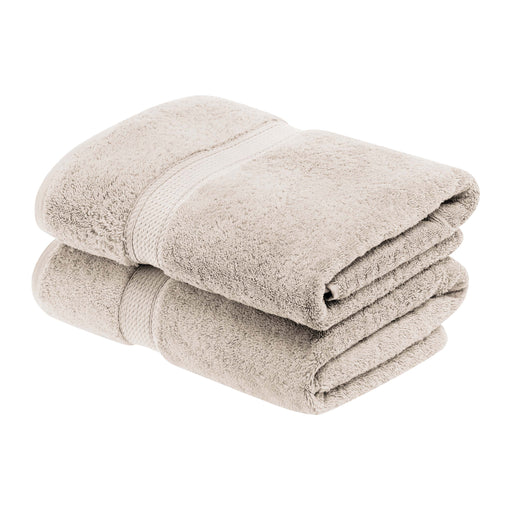 Egyptian Cotton Pile Plush Heavyweight Bath Towel Set of 2 - Stone
