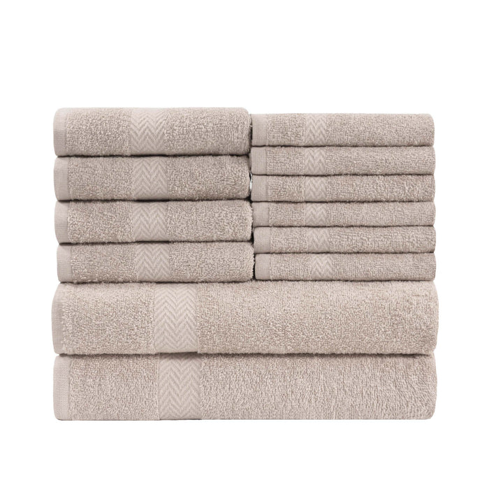 Franklin Cotton Eco Friendly 12 Piece Towel Set - Stone