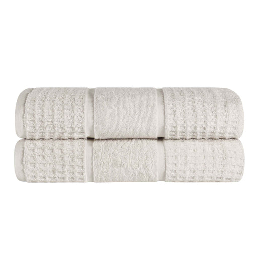 Zero Twist Cotton Waffle Honeycomb Plush Soft Absorbent Bath Sheet Set of 2 - Stone