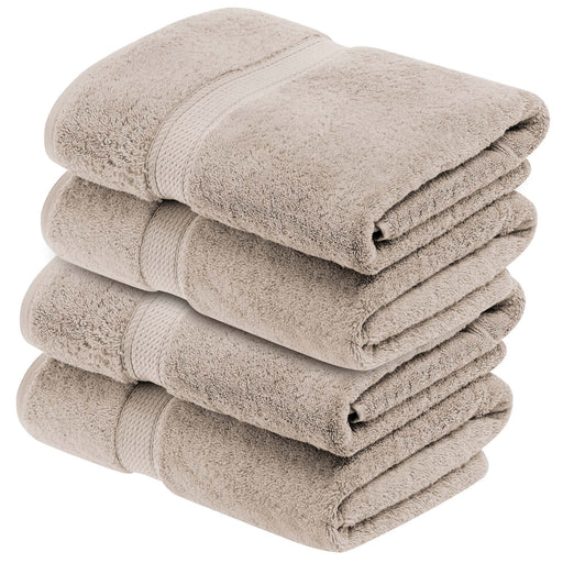 Egyptian Cotton Plush Heavyweight Absorbent Bath Towel Set of 4 - Stone