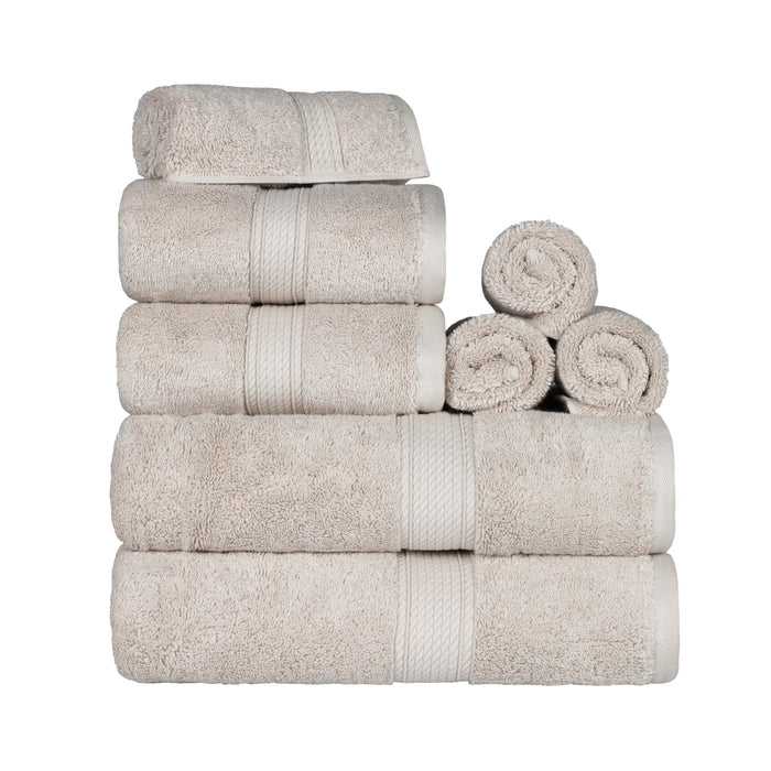 Egyptian Cotton Pile Plush Heavyweight Absorbent 8 Piece Towel Set