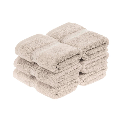 Egyptian Cotton Pile Plush Heavyweight Absorbent Face Towel Set of 6 - Stone