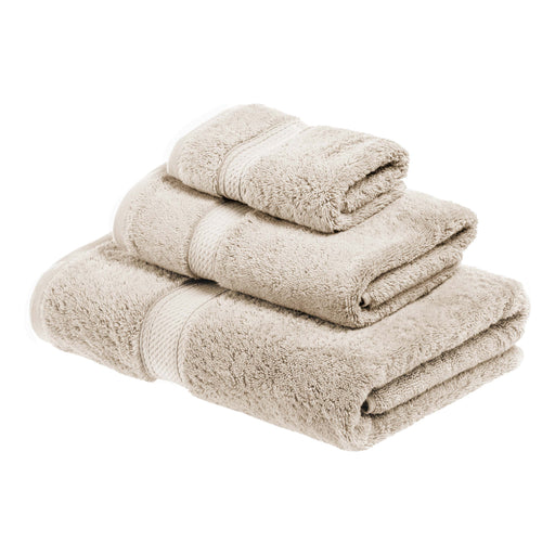 Egyptian Cotton Pile Plush Heavyweight Absorbent 3 Piece Towel Set - Stone