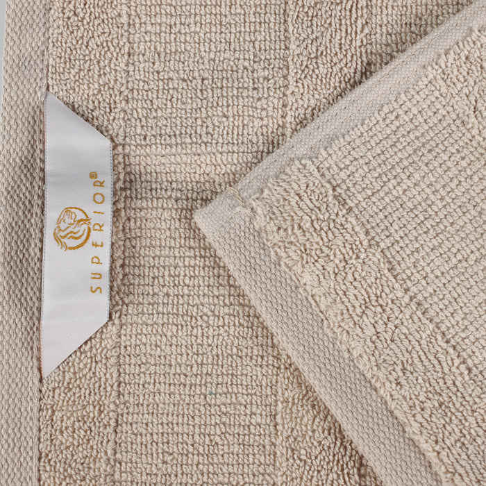 Ribbed Turkish Cotton Quick-Dry Solid 3 Piece Assorted Towel Set - Stone