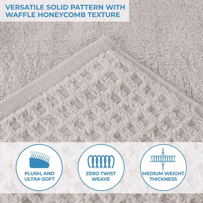 Zero Twist Cotton Waffle Honeycomb Soft Absorbent Face Towel Set of 12 - Blue Nile Mills