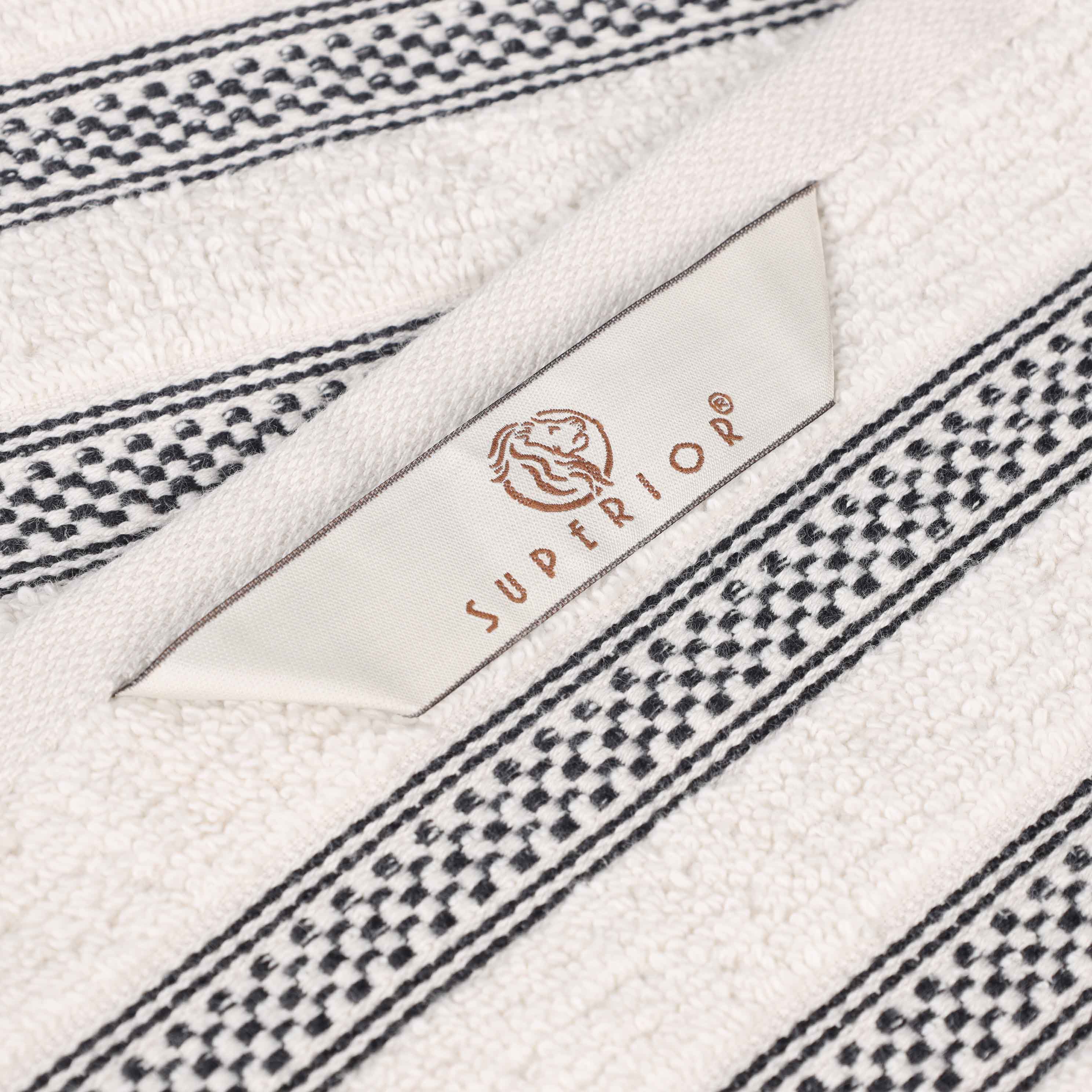 Zero Twist Cotton Ribbed Geometric Border Plush 9 Piece Towel Set - Blue Nile Mills