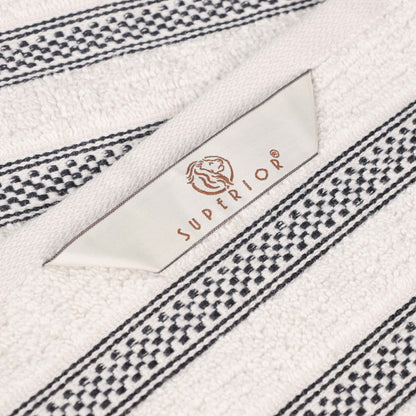 Zero Twist Cotton Ribbed Geometric Border Plush 9 Piece Towel Set - Blue Nile Mills